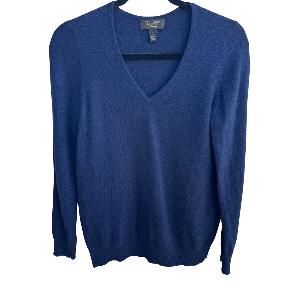 Charter Club Luxury 100% Cashmere Quiet Luxury Preppy Soft Girl Sweater Navy L